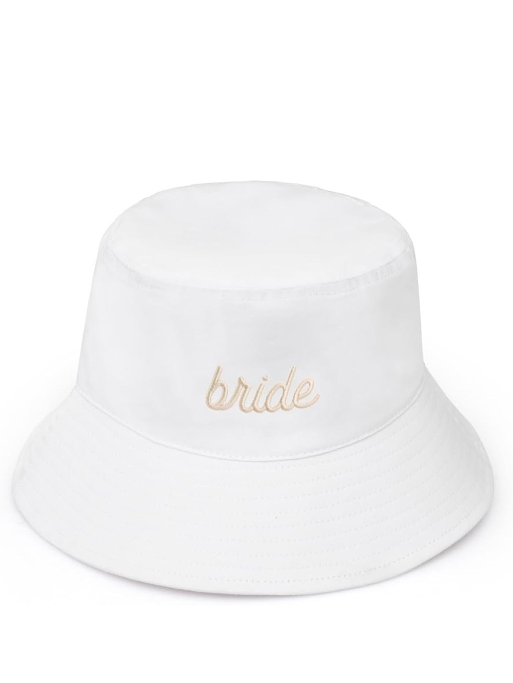Bride Embroidered White Bucket Hat